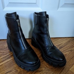 Black lug sole boots